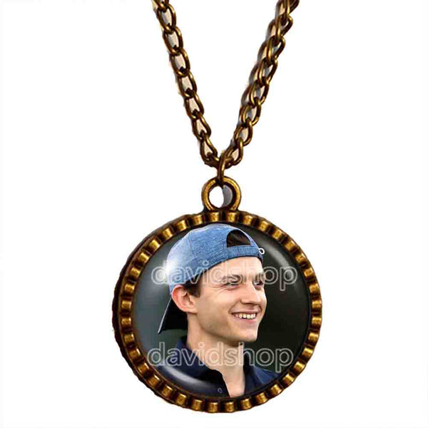 Tom Holland Necklace Photo Art Glass Pendant Fashion Jewelry Cosplay Love