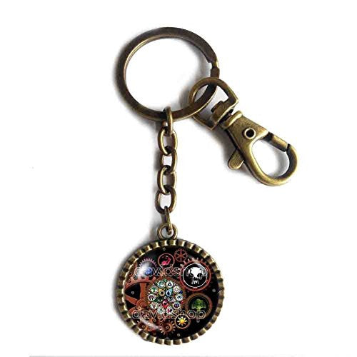 gear keychain Magic the Gathering Keychain Keyring Mana Cosplay MTG Steampunk Gear – DDavid'SHOP