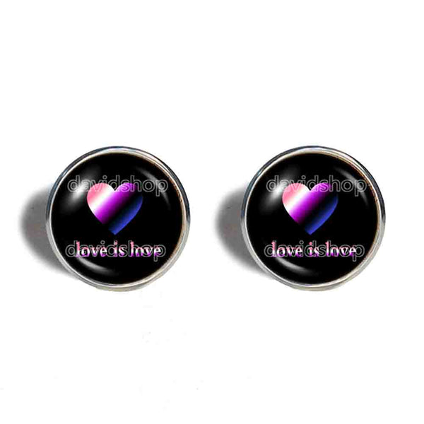 Love Is Love Genderfluid Pride Ear Cuff Earring Fashion Jewelry Heart Flag Rainbow LGBTQ Symbol Art Cute Gift Colorful Hip Hop Charm