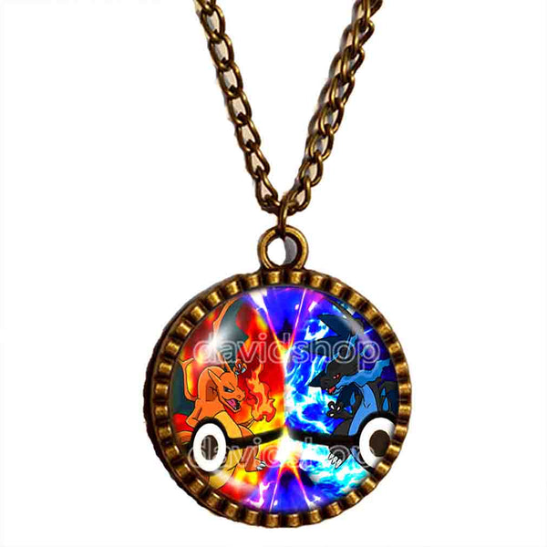 charizard pokemon card necklace Pokemon Charizard Pokeball Necklace Charizardite XY X Y Mega Stone Ani – DDavid'SHOP