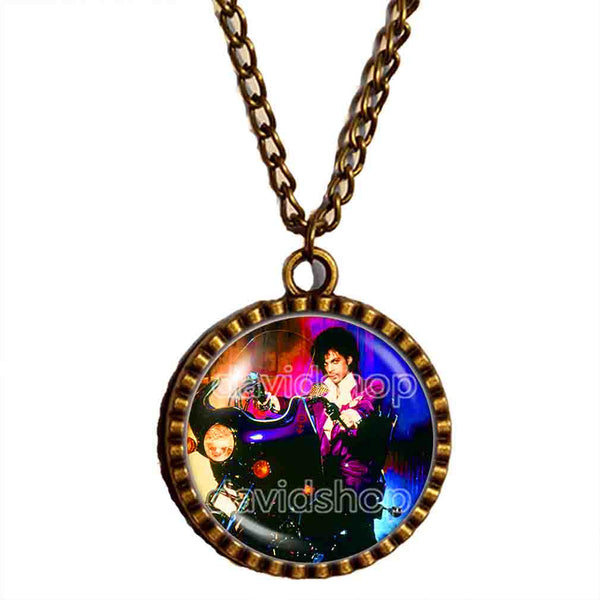 Prince Necklace Photo Pendant Purple Rain Art Fashion Jewelry Gift Sign Cosplay Men
