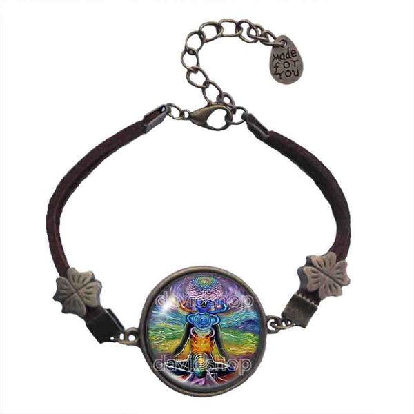 Chakra Bracelet Yoga Meditation Buddha Pendant Fashion Jewelry Om Symbol Charm