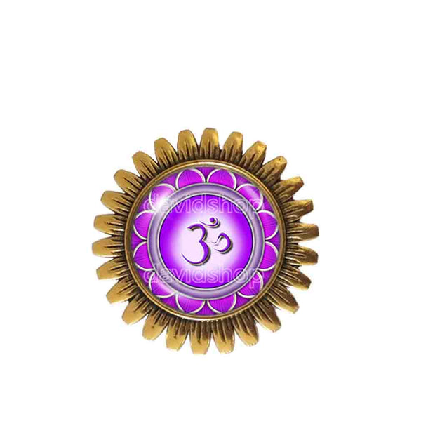 Chakra Brooch Badge Pin Yoga Meditation Buddha Fashion Jewelry Om Symbol Lotus