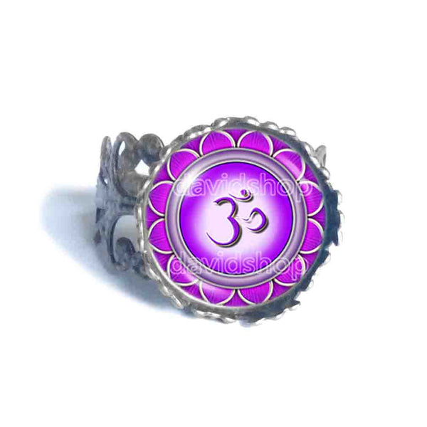 Chakra Ring Yoga Meditation Buddha Fashion Jewelry Om Symbol Lotus