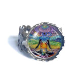 Chakra Ring Yoga Meditation Buddha Fashion Jewelry Om Symbol Charm