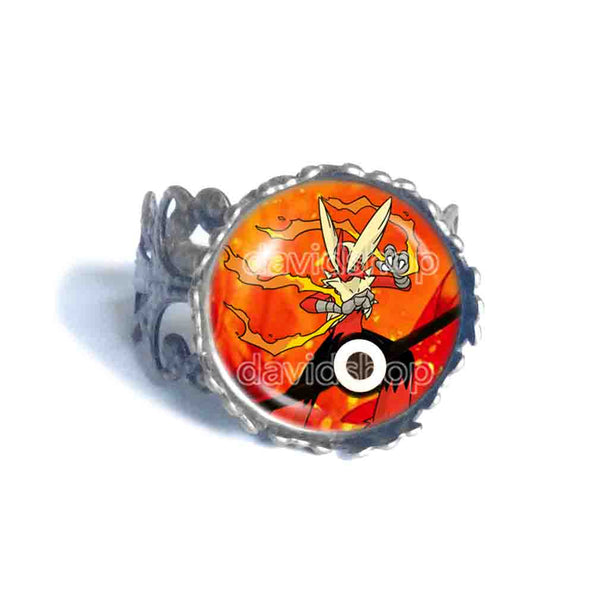 Pokemon Blaziken Pokeball Ring Mega Stone Anime Jewelry Blazikenite Cosplay Charm