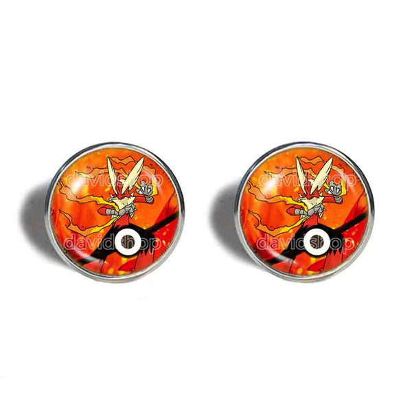 Pokemon Blaziken Pokeball Mega Stone Cufflinks Cuff links Jewelry Blazikenite Mega Stone Cosplay