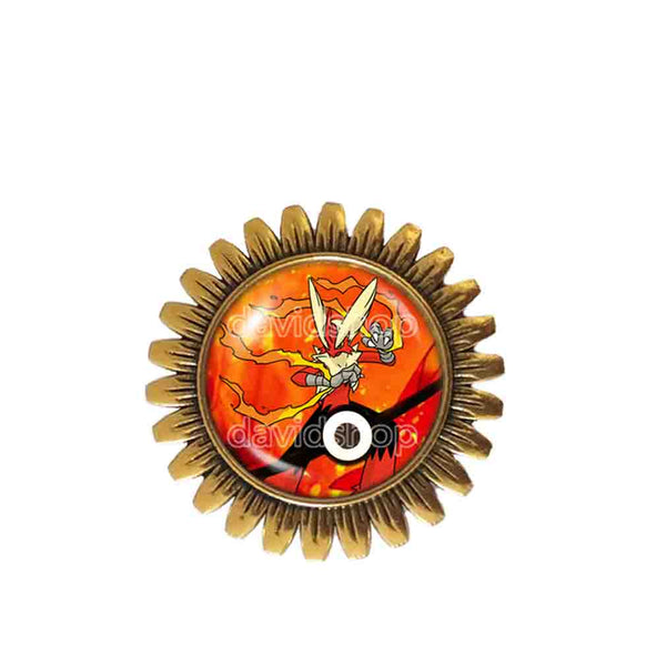 Pokemon Blaziken Pokeball Brooch Badge Pin Anime Jewelry Blazikenite Mega Stone Cosplay Charm