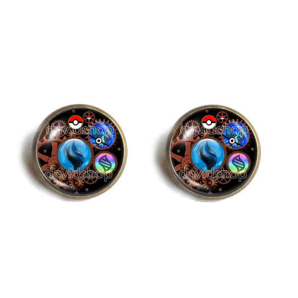 Pokemon Charizard X Pokeball Earrings Ear Cuff Jewelry Charizardite X Mega Stone Cosplay Gear Steampunk Keystone