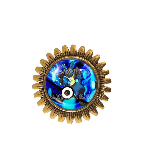 Pokemon Lucario Pokeball Brooch Badge Pin Lucarionite Mega Stone Anime Jewelry Cosplay Charm