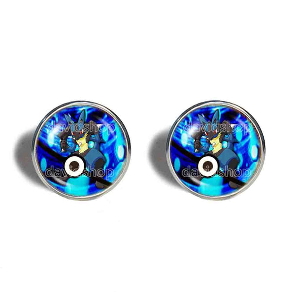 Pokemon Lucario Cufflinks Cuff links Lucarionite Mega Stone Anime Jewelry Cosplay Charm