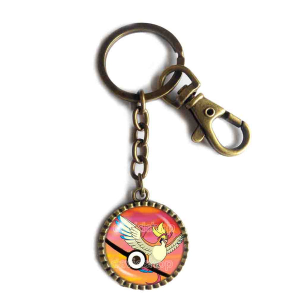 Pokemon Pidgeot Pokeball Keychain Car Keyring Pidgeotite Mega Stone Anime Cosplay