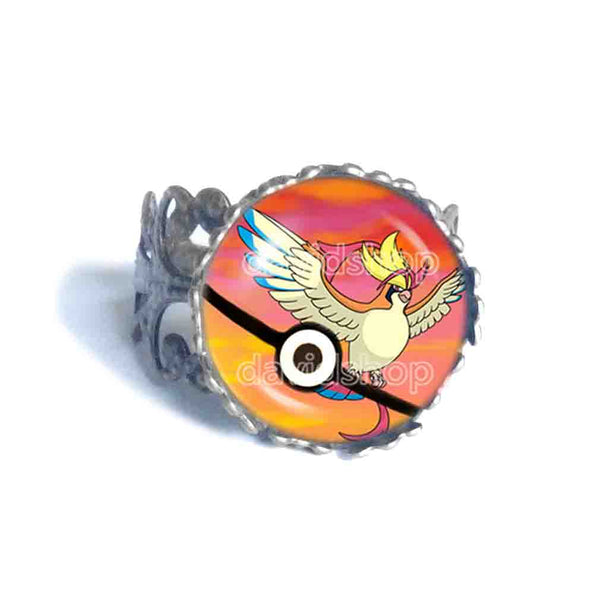 Pokemon Pidgeot Pokeball Ring Pidgeotite Mega Stone Anime Jewelry Cosplay Charm