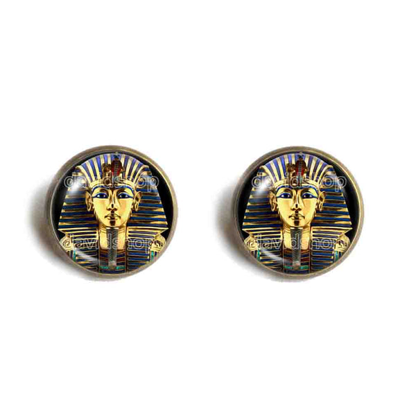 King Tut Earrings Ear Cuff Tutankhamun Golden King Antique Egyptian Fashion Jewelry