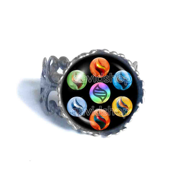 Pokemon Keystone Mega Stone Ring Anime Jewelry Colourful Lucarionite Heracronite Cosplay