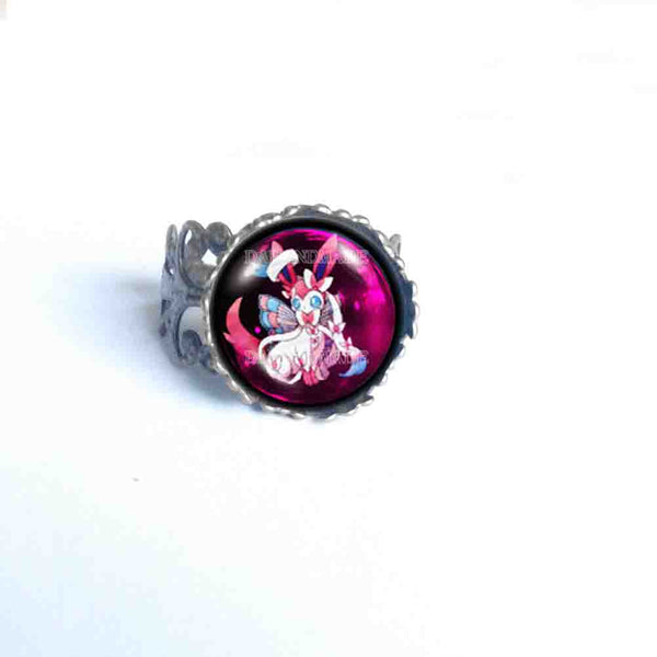 Pokemon Eevee Evolution Sylveon Ring Fashion Jewelry Anime Cosplay Cute