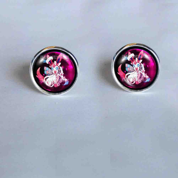 Pokemon Eevee Evolution Sylveon Cufflinks Cuff links Fashion Jewelry Anime Cosplay Cute