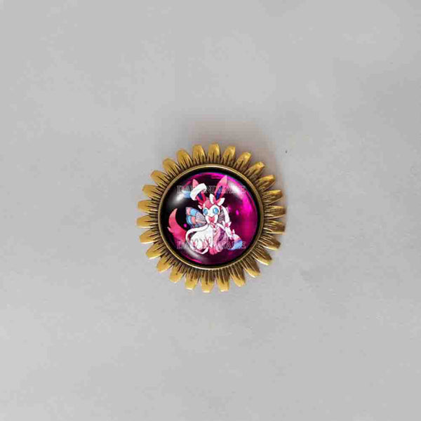 Pokemon Eevee Evolution Sylveon Brooch Badge Pin Fashion Jewelry Anime Cosplay Cute