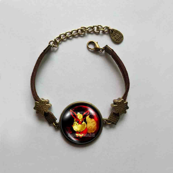 Pokemon Eevee Evolution Flareon Bracelet Pendant Fashion Jewelry Anime Cosplay Cute