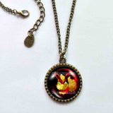 Pokemon Eevee Evolution Flareon Necklace Pendant Fashion Jewelry Anime Cosplay Cute