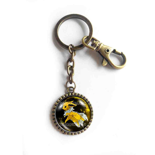 Pokemon Eevee Evolution Jolteon Keychain Car Cute Keyring Anime Cosplay Cute