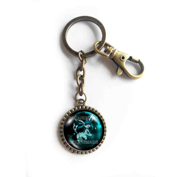 Pokemon Eevee Evolution Glaceon Keychain Car Cute Keyring Anime Cosplay Cute