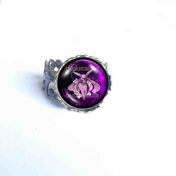 Pokemon Eevee Evolution Espeon Ring Fashion Jewelry Anime Cosplay Cute