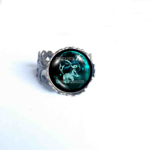 Pokemon Eevee Evolution Glaceon Ring Fashion Jewelry Anime Cosplay Cute