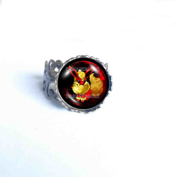 Pokemon Eevee Evolution Flareon Ring Fashion Jewelry Anime Cosplay Cute