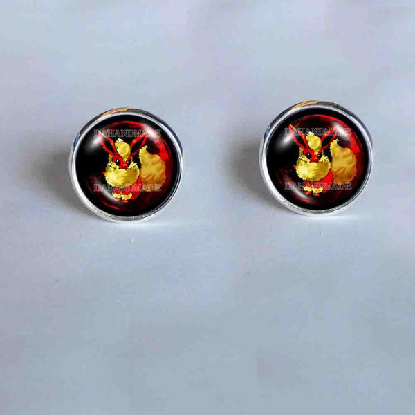 Pokemon Eevee Evolution Flareon Cufflinks Cuff links Fashion Jewelry Anime Cosplay Cute