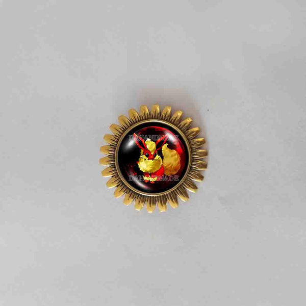 Pokemon Eevee Evolution Flareon Brooch Badge Pin Fashion Jewelry Anime Cosplay Cute