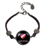 Love Is Love Lesbian Pride Bracelet Pendant Fashion Jewelry Symbol Heart Flag Rainbow LGBTQ Art Cute Gift Colorful Hip Hop Charm