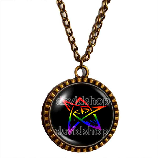 Lovecraft Cthulhu Elder Sign Necklace Pendant Fashion Jewelry Mythos Symbol Art Photo Cute Gift Call of Cthulhu Rainbow LGBTQ Gay