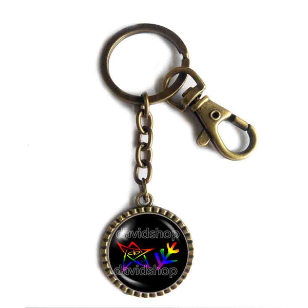 Lovecraft Cthulhu Elder Sign Keychain Key Chain Car Key Ring Cute Keyring Mythos Symbol Art Cute Gift For Friend Call of Cthulhu Rainbow LGBTQ Gay