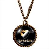 Love Is Love Gay Bear Pride Necklace Pendant Fashion Jewelry Heart Flag Rainbow LGBTQ Symbol Brotherhood Cute Gift Colorful Hip Hop Charm