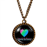 Love Is Love Polisexual Pride Necklace Pendant Fashion Jewelry Heart Flag Rainbow LGBTQ Symbol Cute Gift Colorful Hip Hop Charm