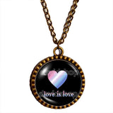 Love Is Love Bigender Pride Necklace Pendant Fashion Jewelry Heart Flag Rainbow LGBTQ Symbol Cute Gift Colorful Hip Hop Charm