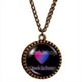 Love Is Love Bisexual Pride Necklace Pendant Fashion Jewelry Heart Flag Rainbow LGBTQ Bi Cute Gift Colorful Hip Hop Charm
