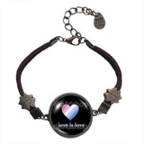 Love Is Love Bigender Pride Bracelet Pendant Fashion Jewelry Symbol Heart Flag Rainbow LGBTQ Cute Gift Colorful Hip Hop Charm