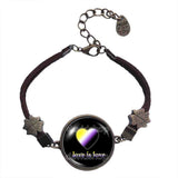 Love Is Love Non Binary Pride Bracelet Pendant Fashion Jewelry Symbol Heart Flag Rainbow LGBTQ Cute Gift Colorful Hip Hop Charm