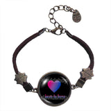 Love Is Love Bisexual Pride Bracelet Pendant Fashion Jewelry Symbol Heart Flag Rainbow LGBTQ Bi Cute Gift Colorful Hip Hop Charm