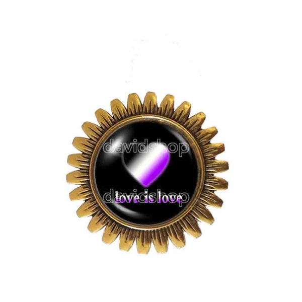Love Is Love Asexual Pride Brooch Badge Pin Fashion Jewelry Heart Flag Rainbow LGBTQ Symbol Cute Gift Colorful Hip Hop Charm