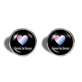 Love Is Love Bigender Pride Earrings Ear Cuff Fashion Jewelry Heart Flag Rainbow LGBTQ Symbol Cute Gift Colorful Hip Hop Charm