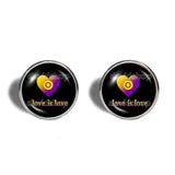 Love Is Love Intersex Pride Cufflinks Cuff links Fashion Jewelry Heart Flag Rainbow LGBTQ Symbol Cute Gift Colorful Hip Hop Charm