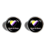 Love Is Love Non Binary Pride Cufflinks Cuff links Fashion Jewelry Heart Flag Rainbow LGBTQ Symbol Cute Gift Colorful Hip Hop Charm