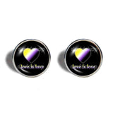 Love Is Love Non Binary Pride Earrings Ear Cuff Fashion Jewelry Heart Flag Rainbow LGBTQ Symbol Cute Gift Colorful Hip Hop Charm