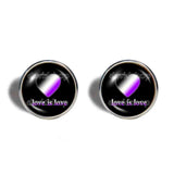 Love Is Love Asexual Pride Earrings Ear Cuff Fashion Jewelry Heart Flag Rainbow LGBTQ Symbol Cute Gift Colorful Hip Hop Charm