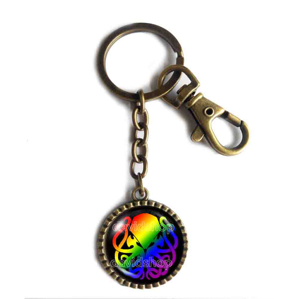 Lovecraft Cthulhu Keychain Key Chain Car Key Ring Cute Keyring Mythos Symbol Art Gift Call of Cthulhu Rainbow LGBTQ
