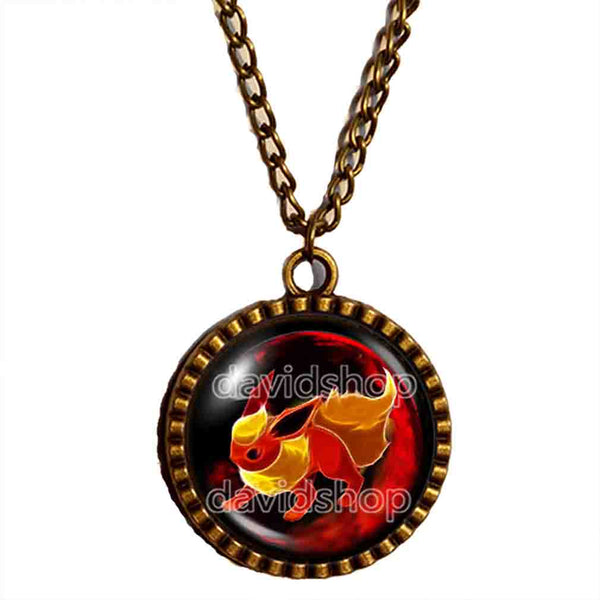 Pokemon Flareon Necklace Pendant Fashion Jewelry Anime Eevee Evolution