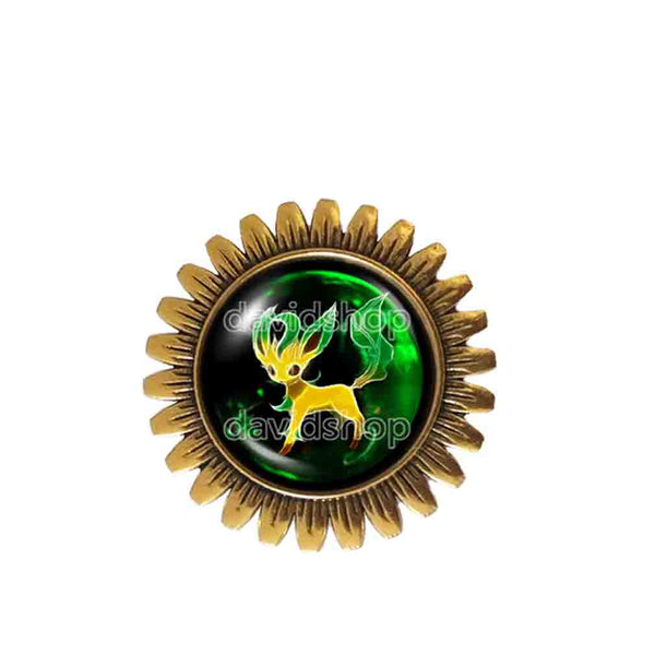 Pokemon Leafeon Brooch Badge Pin Fashion Jewelry Anime Eevee Evolution